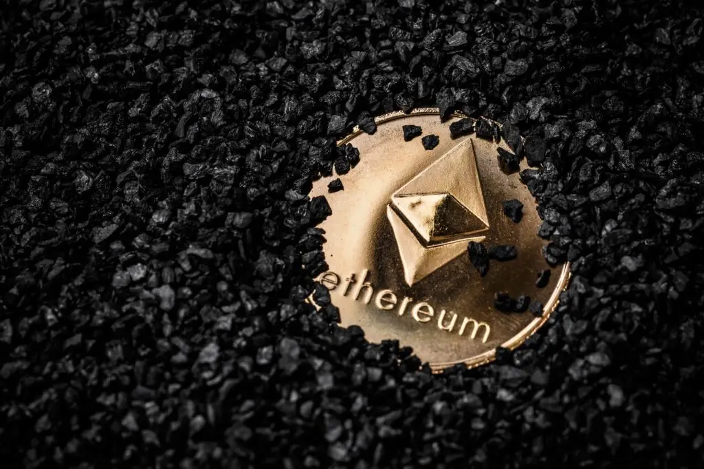 Ethereum cryptocurrency golden coin